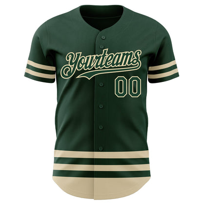 Custom Green Cream Line Authentic Baseball Jersey - Sky-Custom