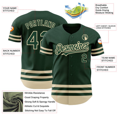 Custom Green Cream Line Authentic Baseball Jersey - Sky-Custom