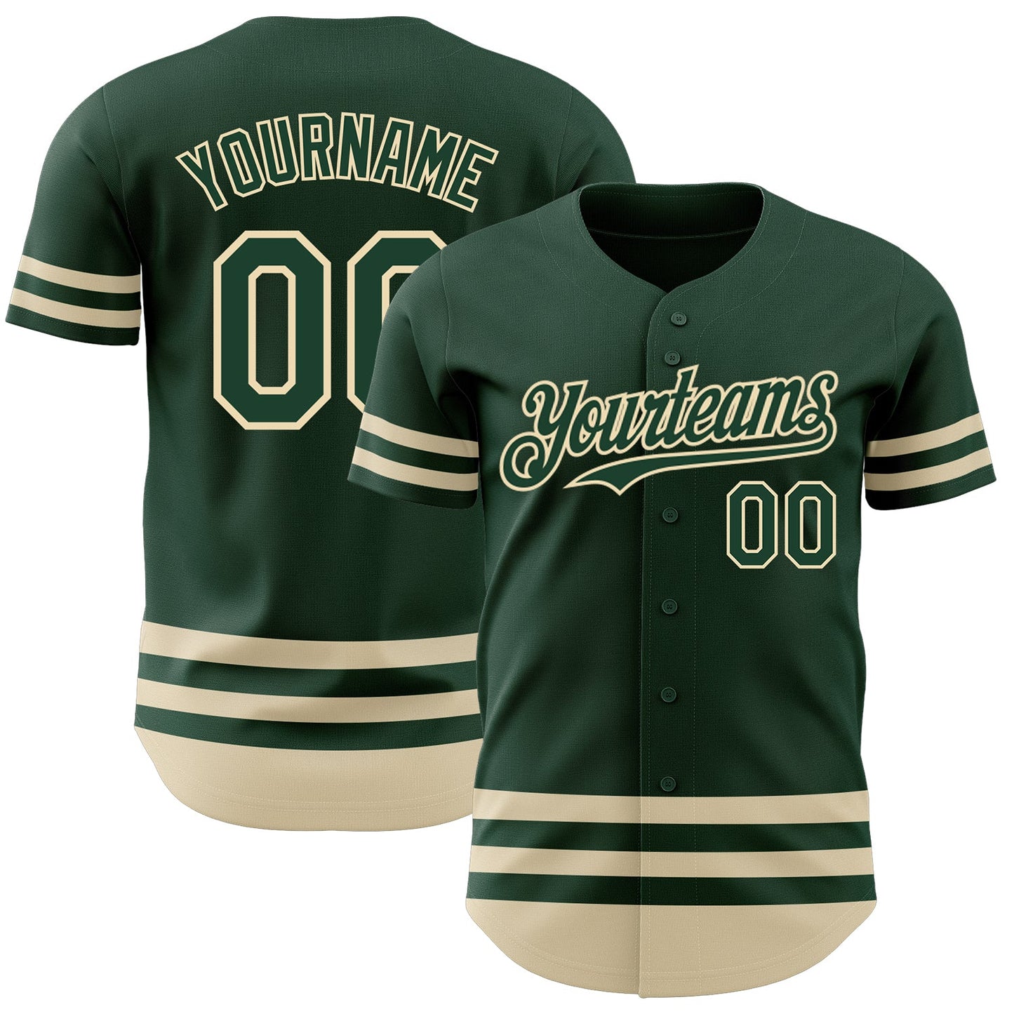 Custom Green Cream Line Authentic Baseball Jersey - Sky-Custom