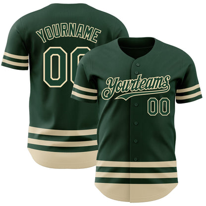 Custom Green Cream Line Authentic Baseball Jersey - Sky-Custom