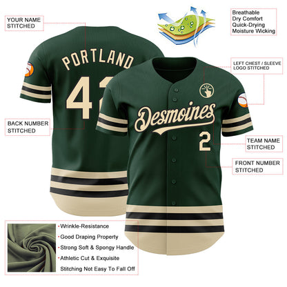Custom Green Cream-Black Line Authentic Baseball Jersey - Sky-Custom