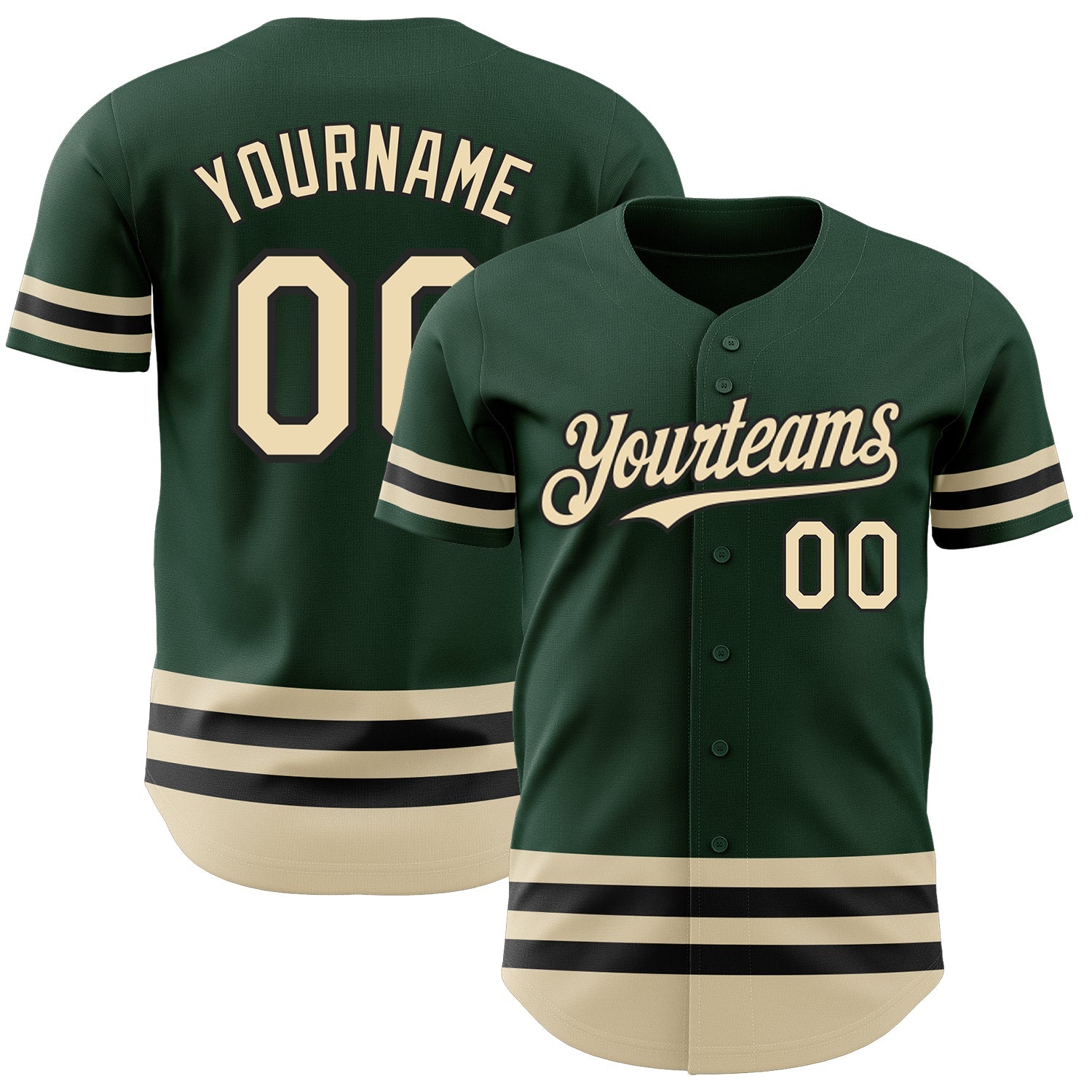 Custom Green Cream-Black Line Authentic Baseball Jersey - Sky-Custom