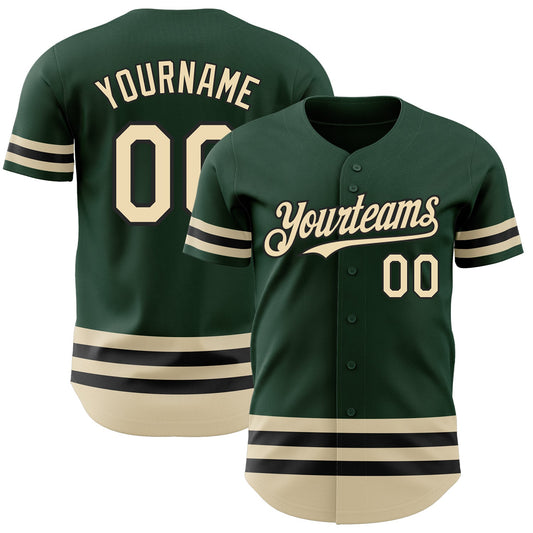 Custom Green Cream-Black Line Authentic Baseball Jersey - Sky-Custom