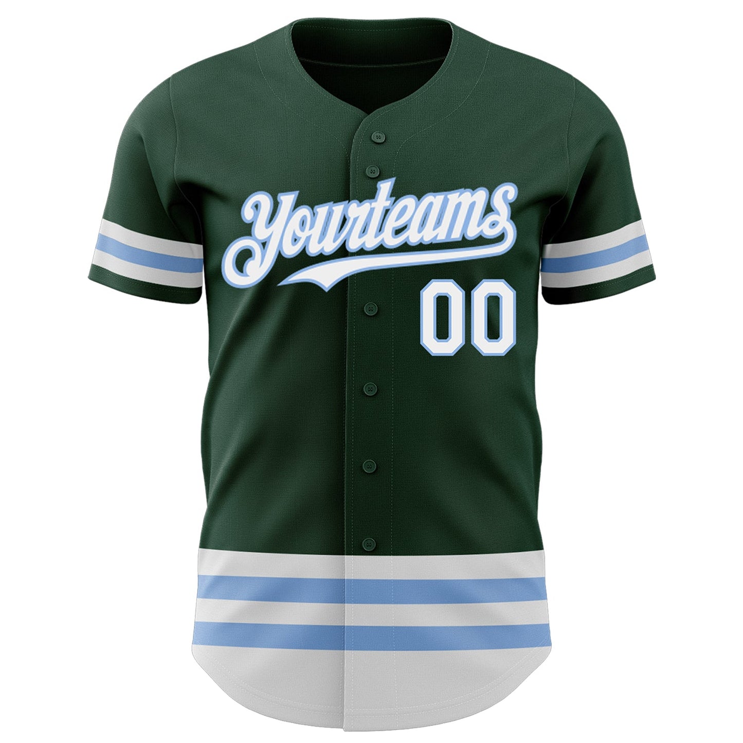 Custom Green White-Light Blue Line Authentic Baseball Jersey - Sky-Custom