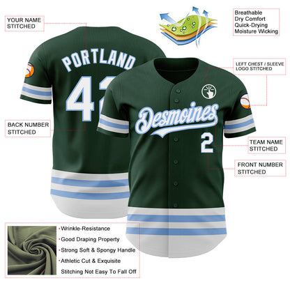 Custom Green White-Light Blue Line Authentic Baseball Jersey - Sky-Custom