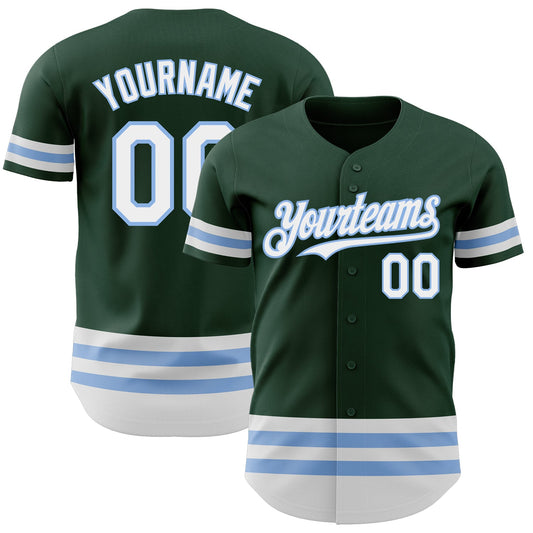 Custom Green White-Light Blue Line Authentic Baseball Jersey - Sky-Custom