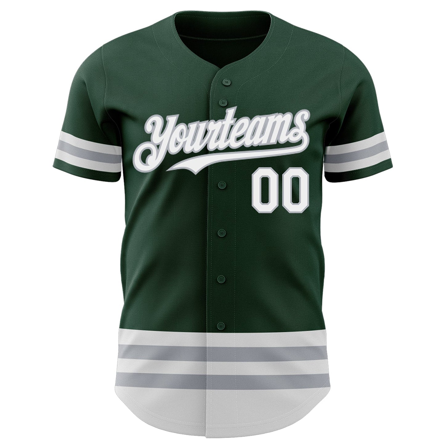 Custom Green White-Gray Line Authentic Baseball Jersey - Sky-Custom