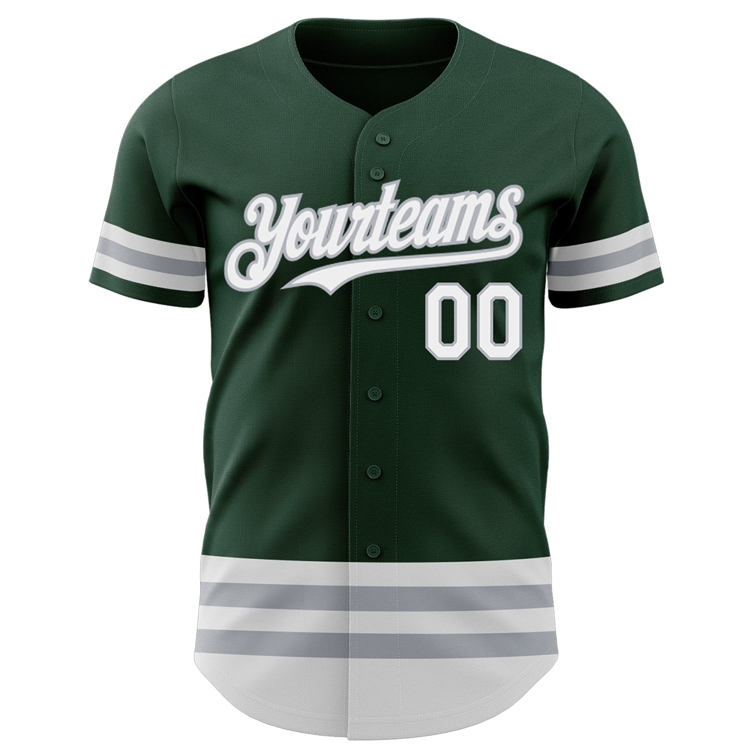 Custom Green White-Gray Line Authentic Baseball Jersey - Sky-Custom