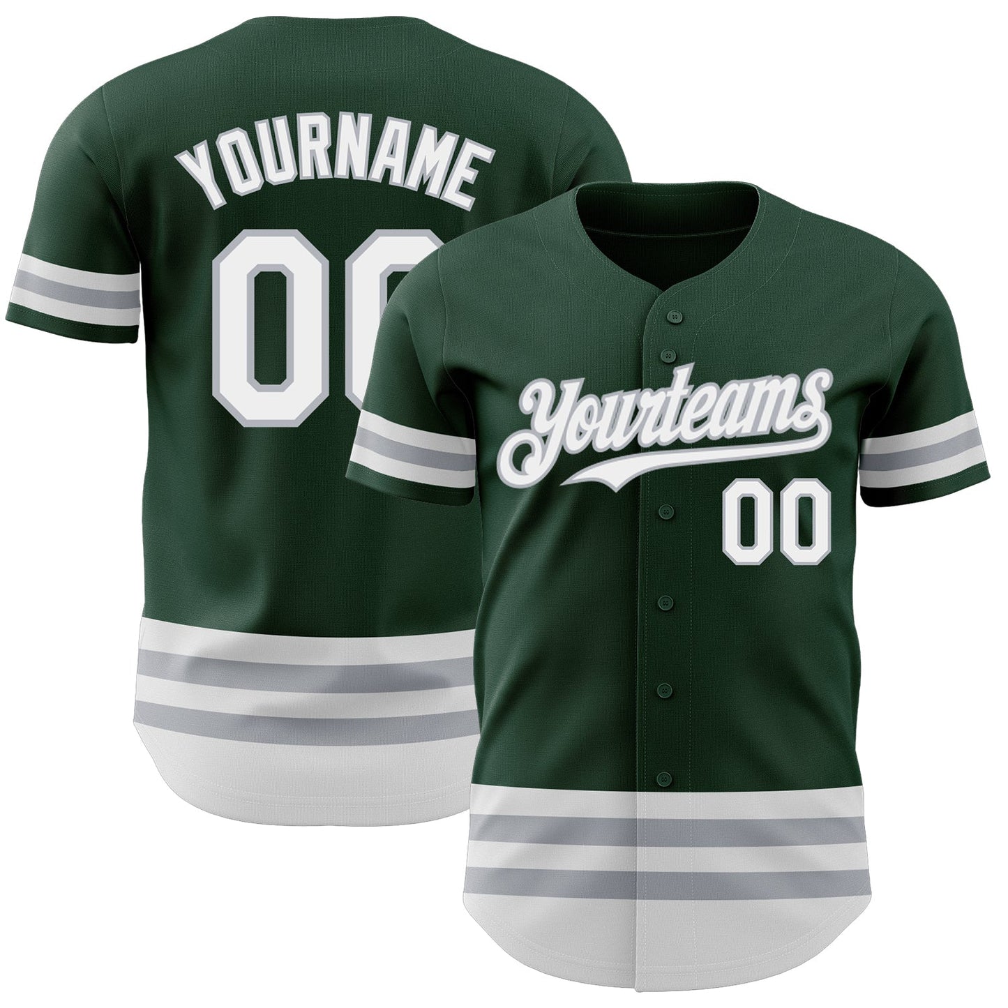 Custom Green White-Gray Line Authentic Baseball Jersey - Sky-Custom