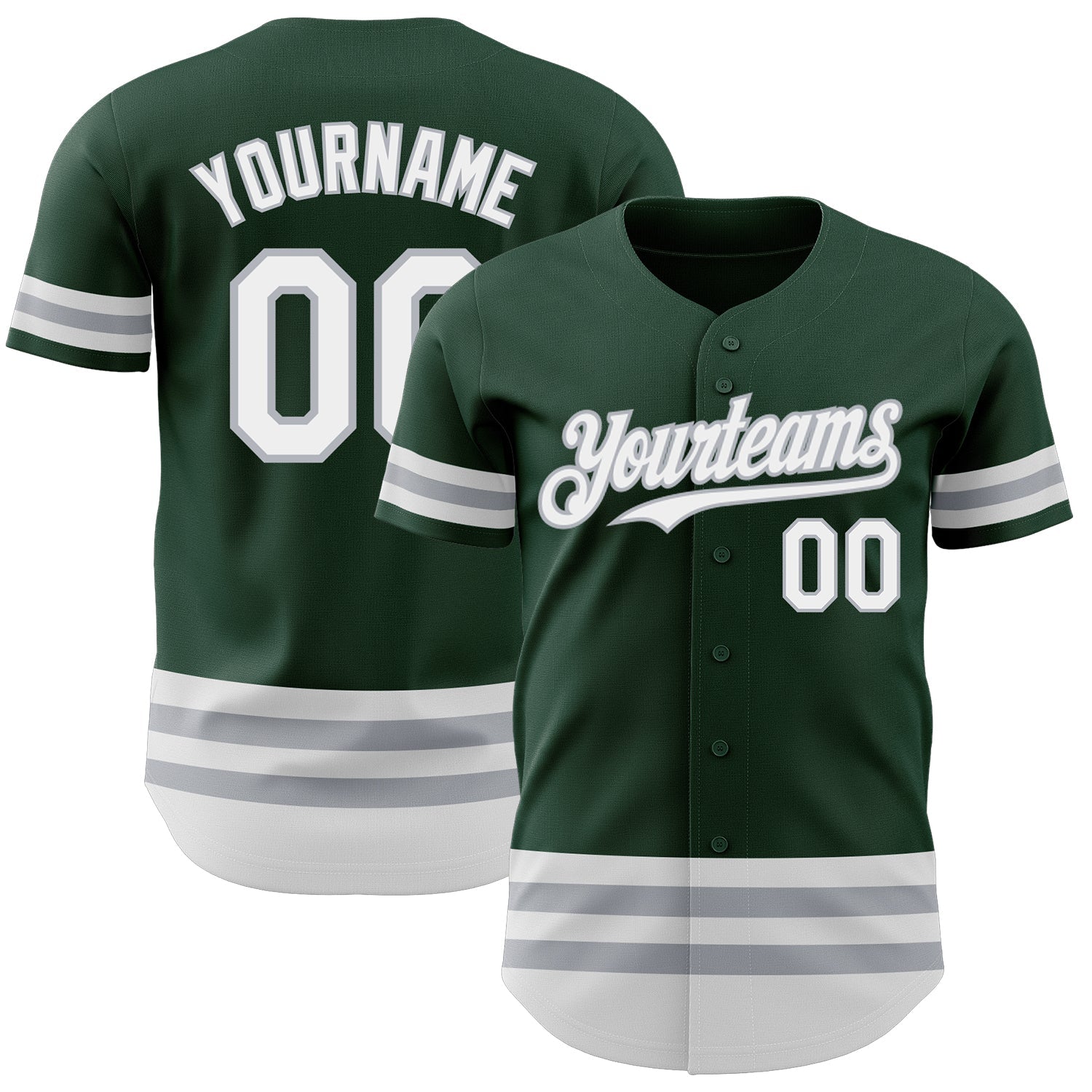 Custom Green White-Gray Line Authentic Baseball Jersey - Sky-Custom