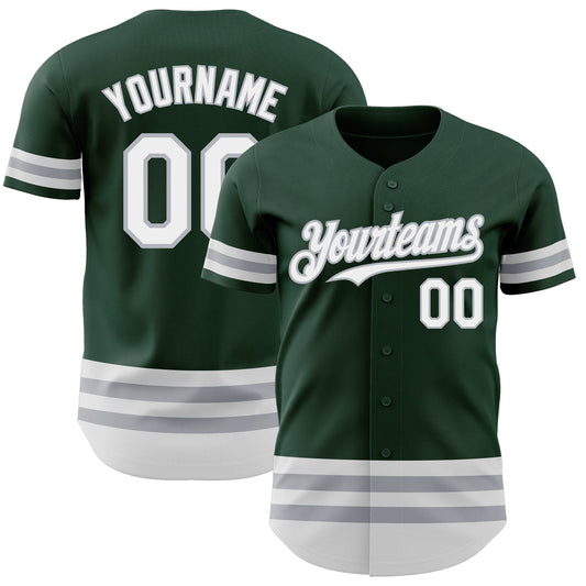 Custom Green White-Gray Line Authentic Baseball Jersey - Sky-Custom