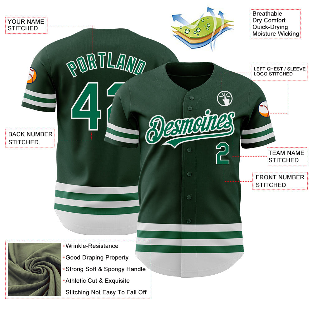 Custom Green Kelly Green-White Line Authentic Baseball Jersey - Sky-Custom