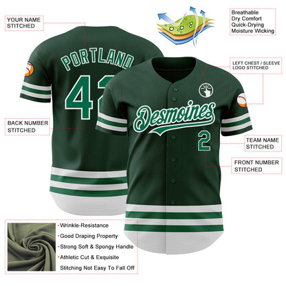 Custom Green Kelly Green-White Line Authentic Baseball Jersey - Sky-Custom