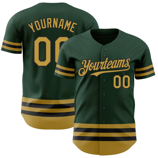 Custom Green Old Gold-Black Line Authentic Baseball Jersey - Sky-Custom