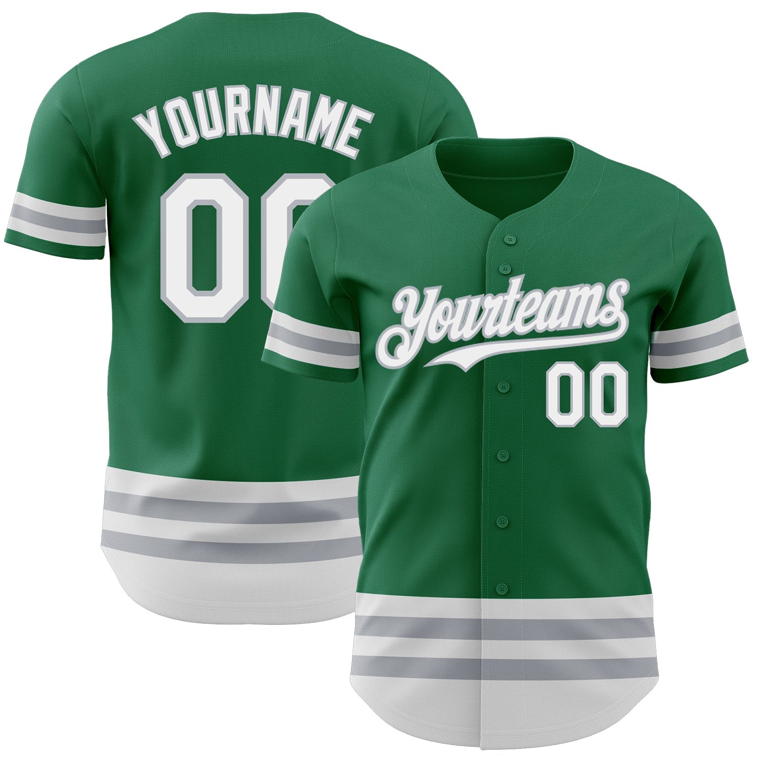 Custom Kelly Green White-Gray Line Authentic Baseball Jersey - Sky-Custom