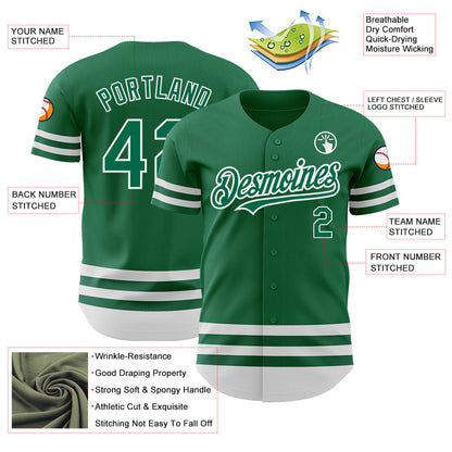 Custom Kelly Green White Line Authentic Baseball Jersey - Sky-Custom