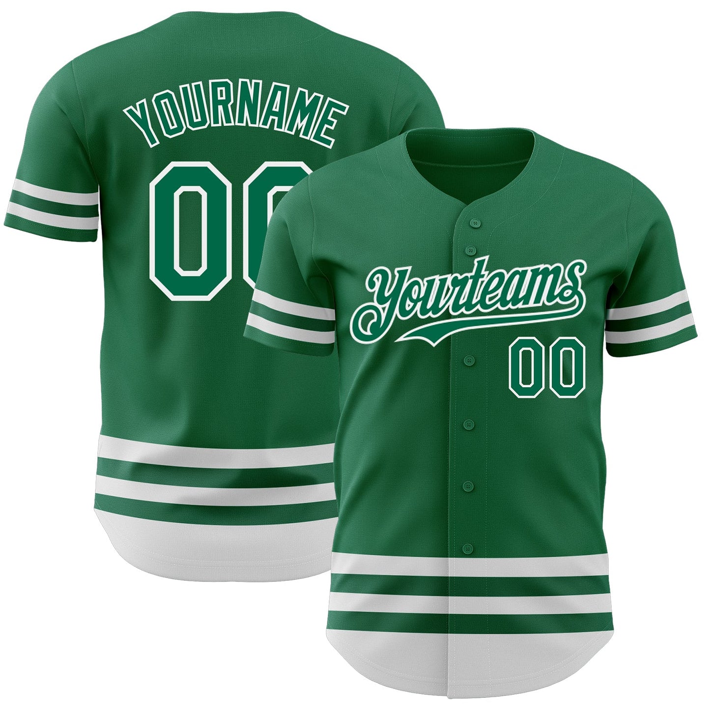 Custom Kelly Green White Line Authentic Baseball Jersey - Sky-Custom