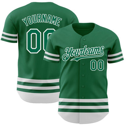Custom Kelly Green White Line Authentic Baseball Jersey - Sky-Custom