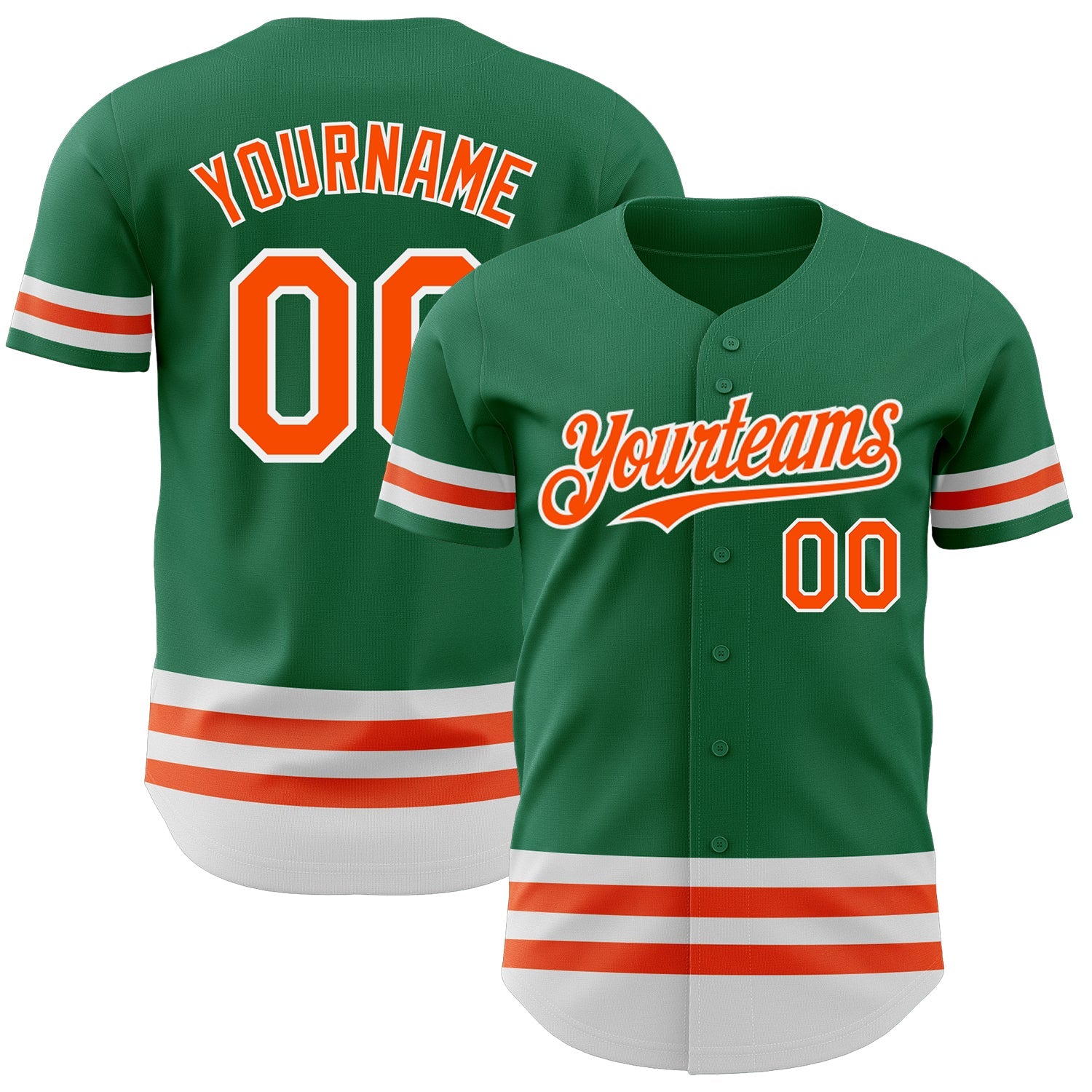 Custom Kelly Green Orange-White Line Authentic Baseball Jersey - Sky-Custom