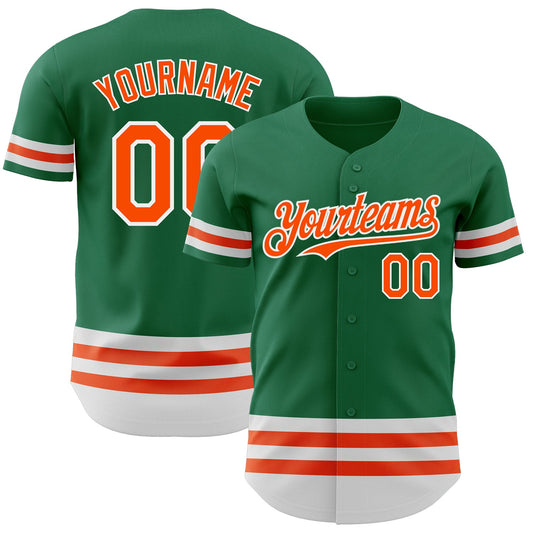 Custom Kelly Green Orange-White Line Authentic Baseball Jersey - Sky-Custom