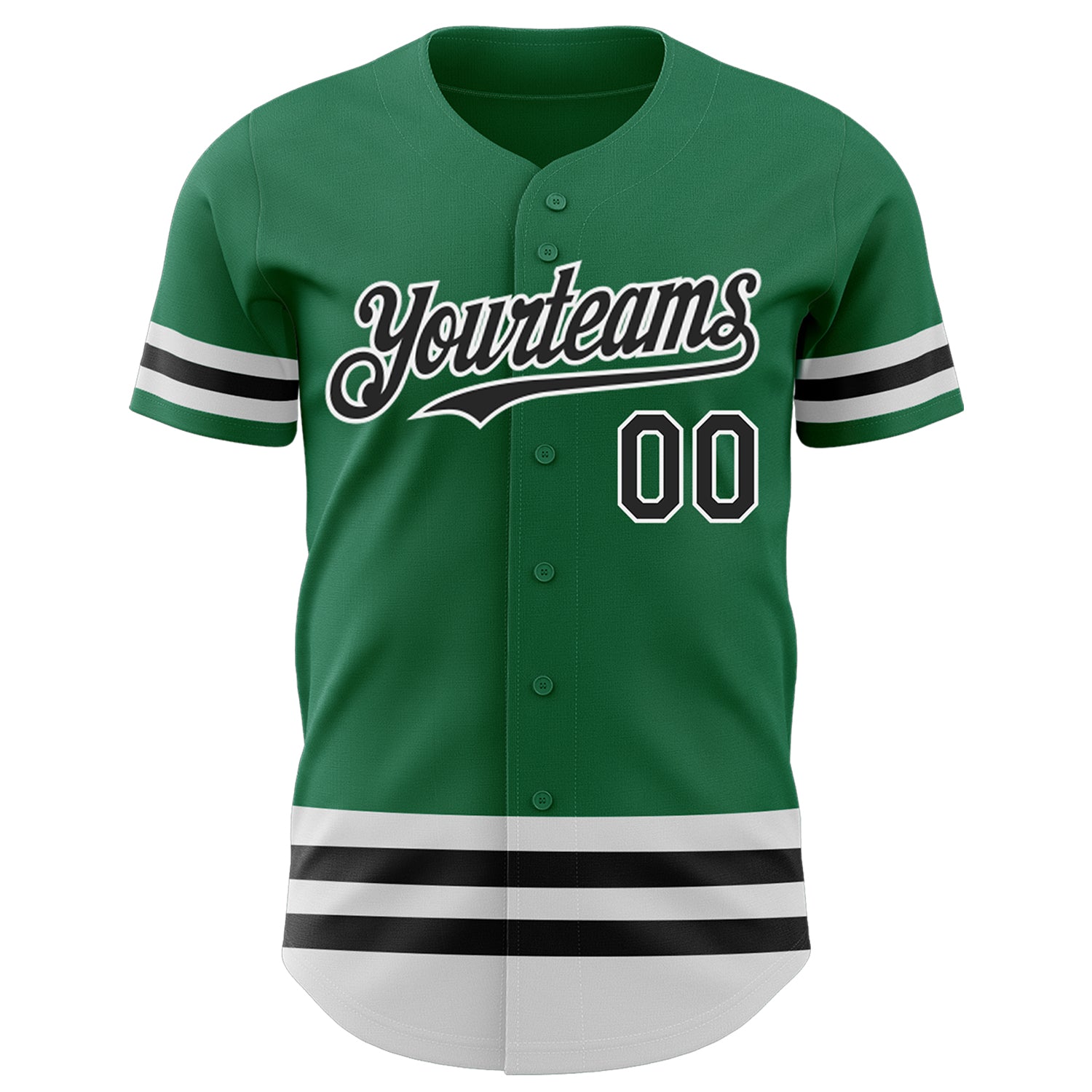 Custom Kelly Green Black-White Line Authentic Baseball Jersey - Sky-Custom