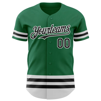 Custom Kelly Green Black-White Line Authentic Baseball Jersey - Sky-Custom