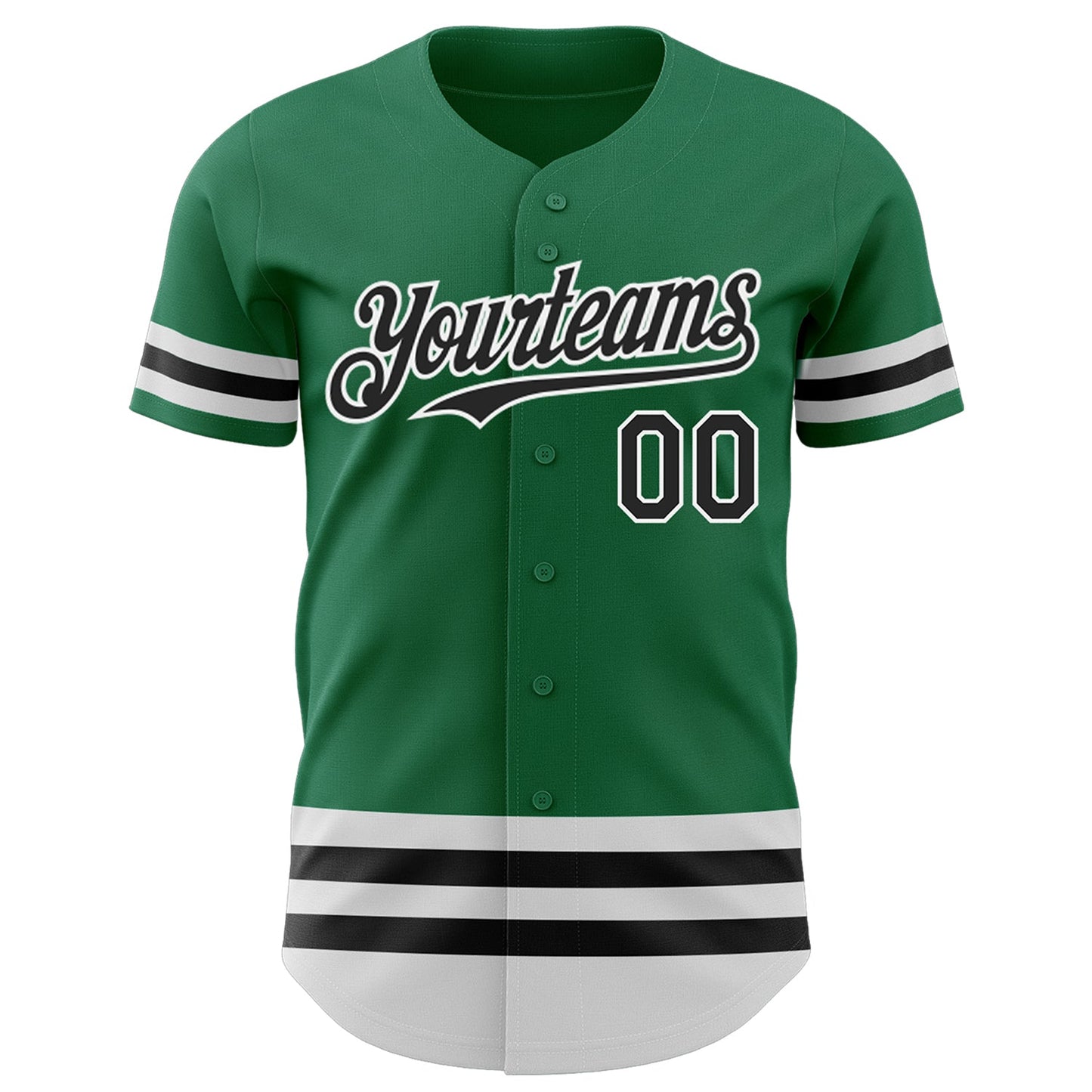 Custom Kelly Green Black-White Line Authentic Baseball Jersey - Sky-Custom