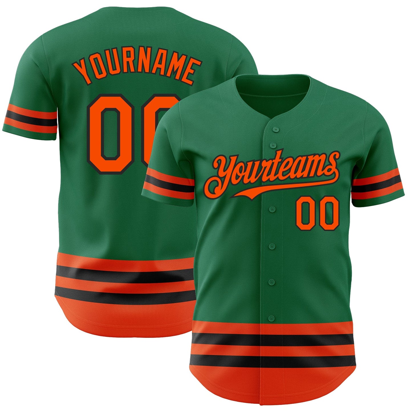 Custom Kelly Green Orange-Black Line Authentic Baseball Jersey - Sky-Custom