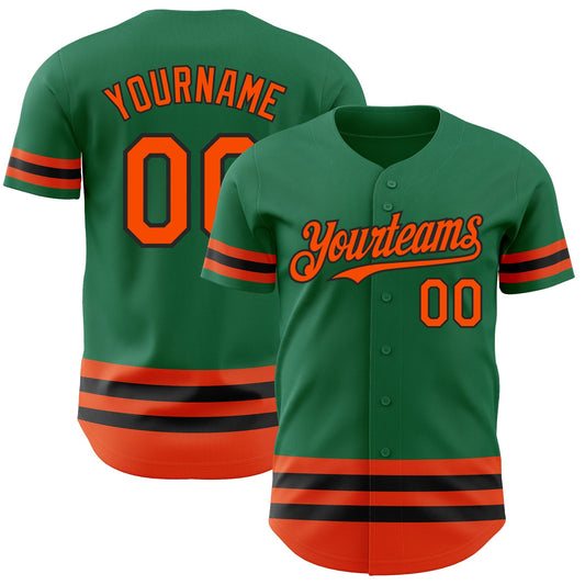 Custom Kelly Green Orange-Black Line Authentic Baseball Jersey - Sky-Custom