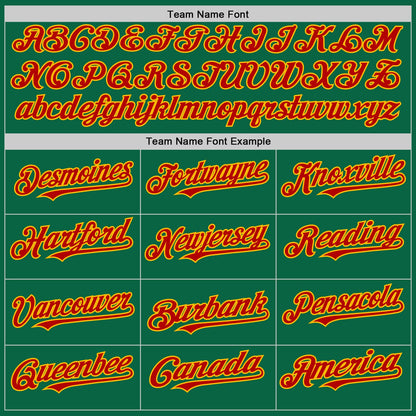 Custom Kelly Green Red-Gold Line Authentic Baseball Jersey - Sky-Custom