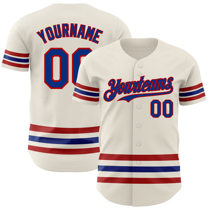 Custom Cream Royal-Red Line Authentic Baseball Jersey - Sky-Custom
