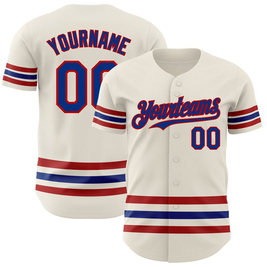Custom Cream Royal-Red Line Authentic Baseball Jersey - Sky-Custom
