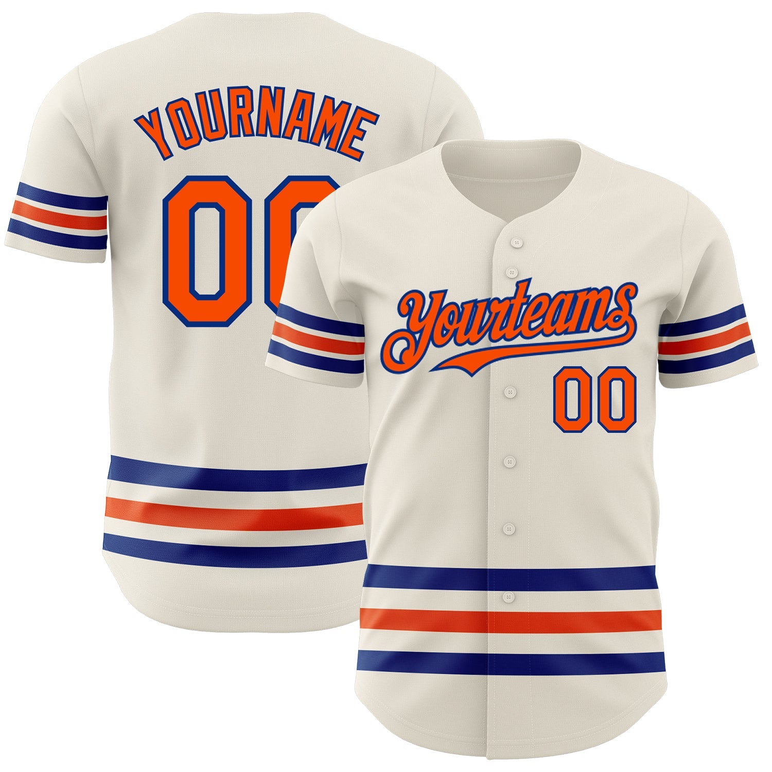Custom Cream Orange-Royal Line Authentic Baseball Jersey - Sky-Custom