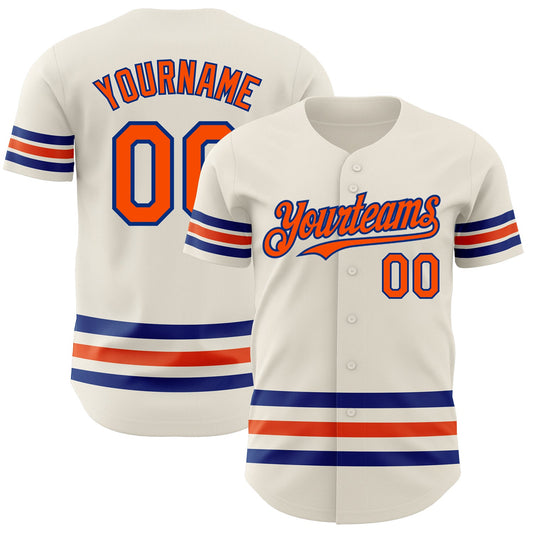 Custom Cream Orange-Royal Line Authentic Baseball Jersey - Sky-Custom