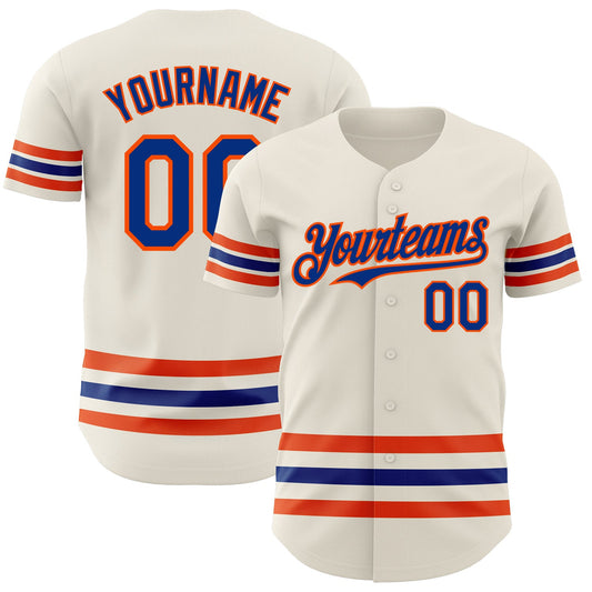 Custom Cream Royal-Orange Line Authentic Baseball Jersey - Sky-Custom