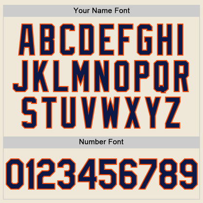 Custom Cream Navy-Orange Line Authentic Baseball Jersey - Sky-Custom