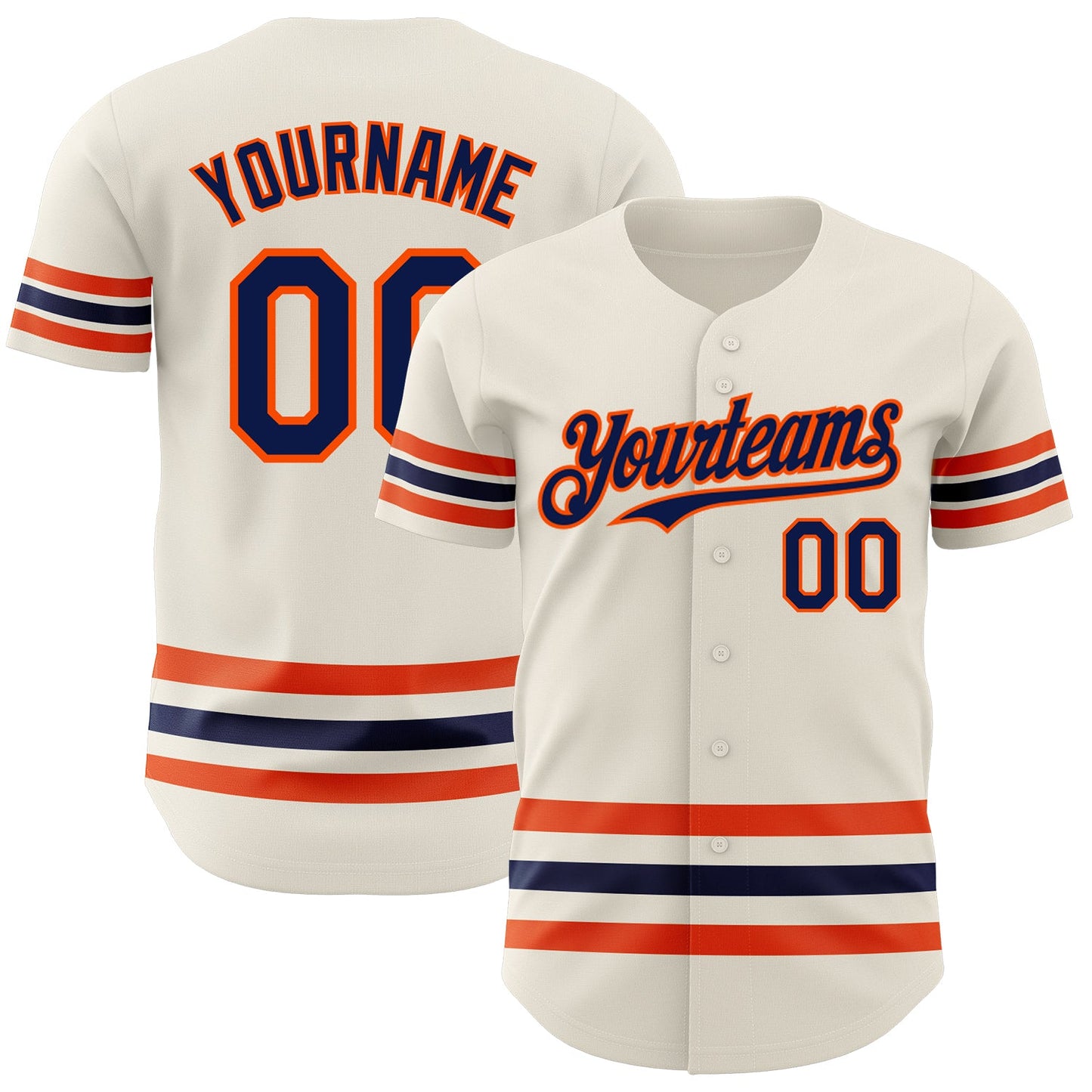 Custom Cream Navy-Orange Line Authentic Baseball Jersey - Sky-Custom
