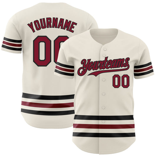 Custom Cream Crimson-Black Line Authentic Baseball Jersey - Sky-Custom