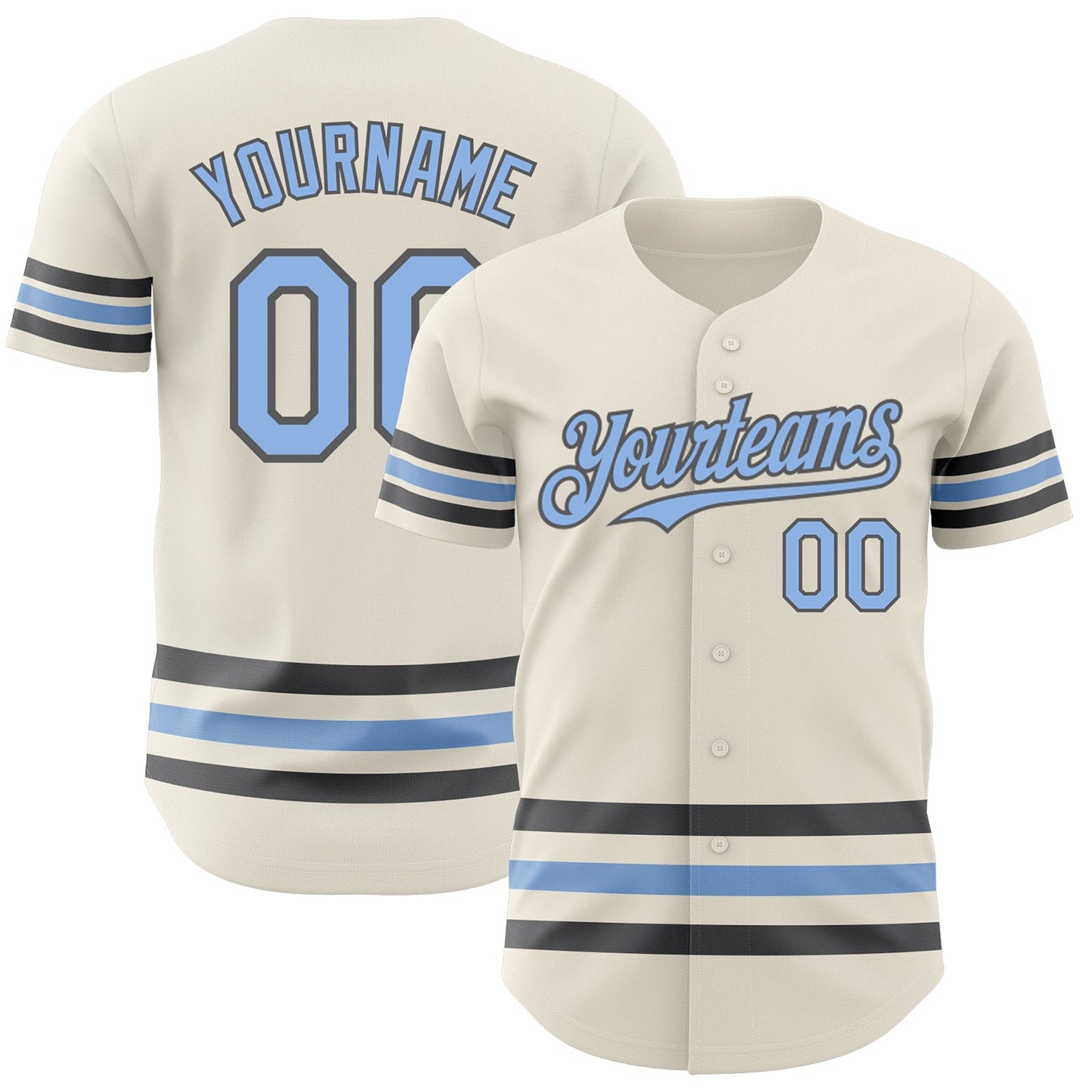 Custom Cream Light Blue-Steel Gray Line Authentic Baseball Jersey - Sky-Custom