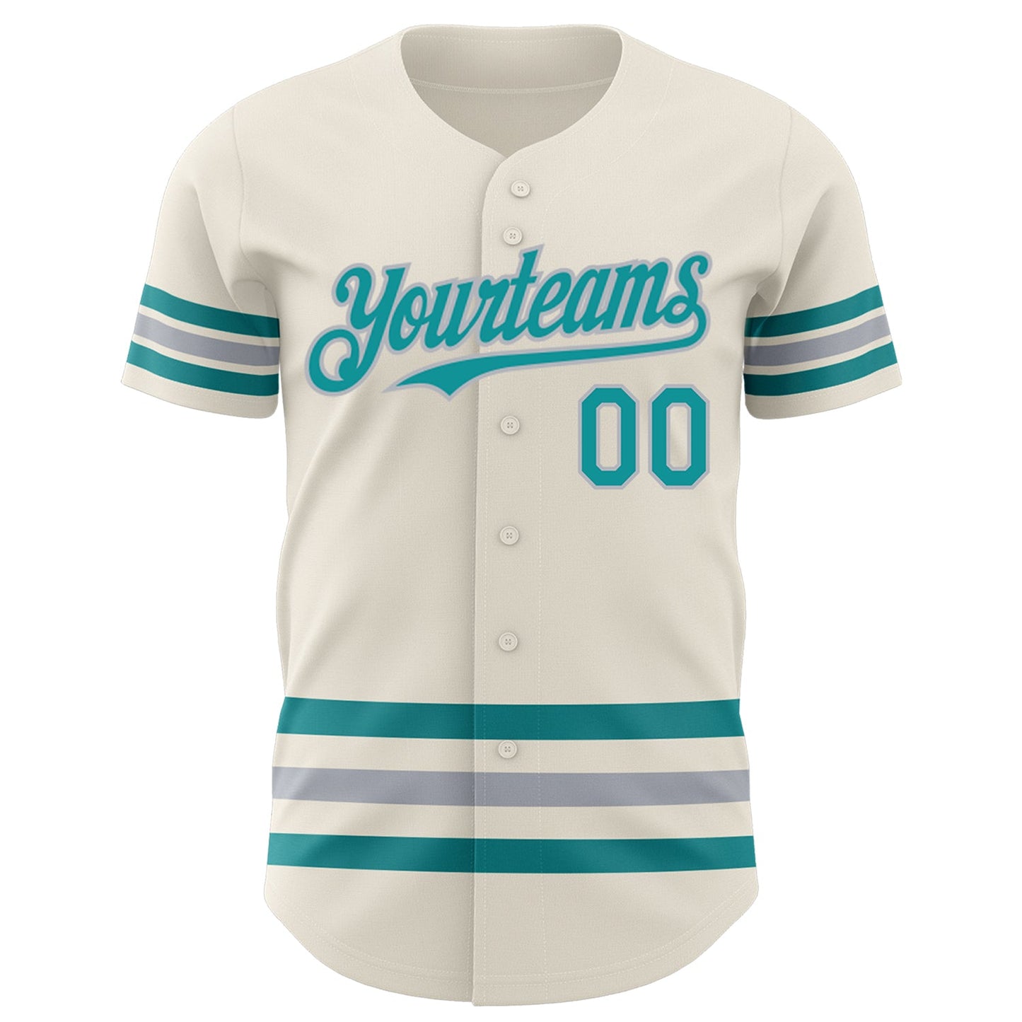 Custom Cream Teal-Gray Line Authentic Baseball Jersey - Sky-Custom