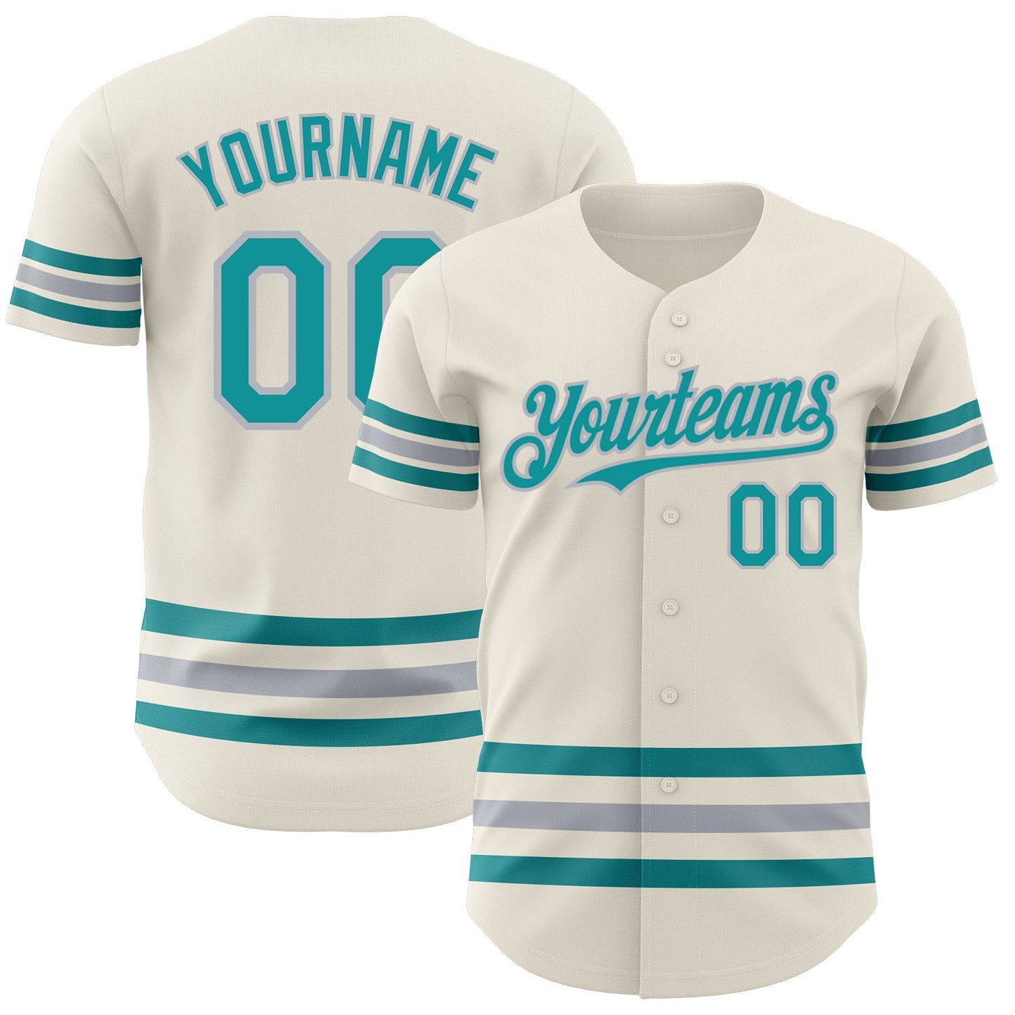 Custom Cream Teal-Gray Line Authentic Baseball Jersey - Sky-Custom