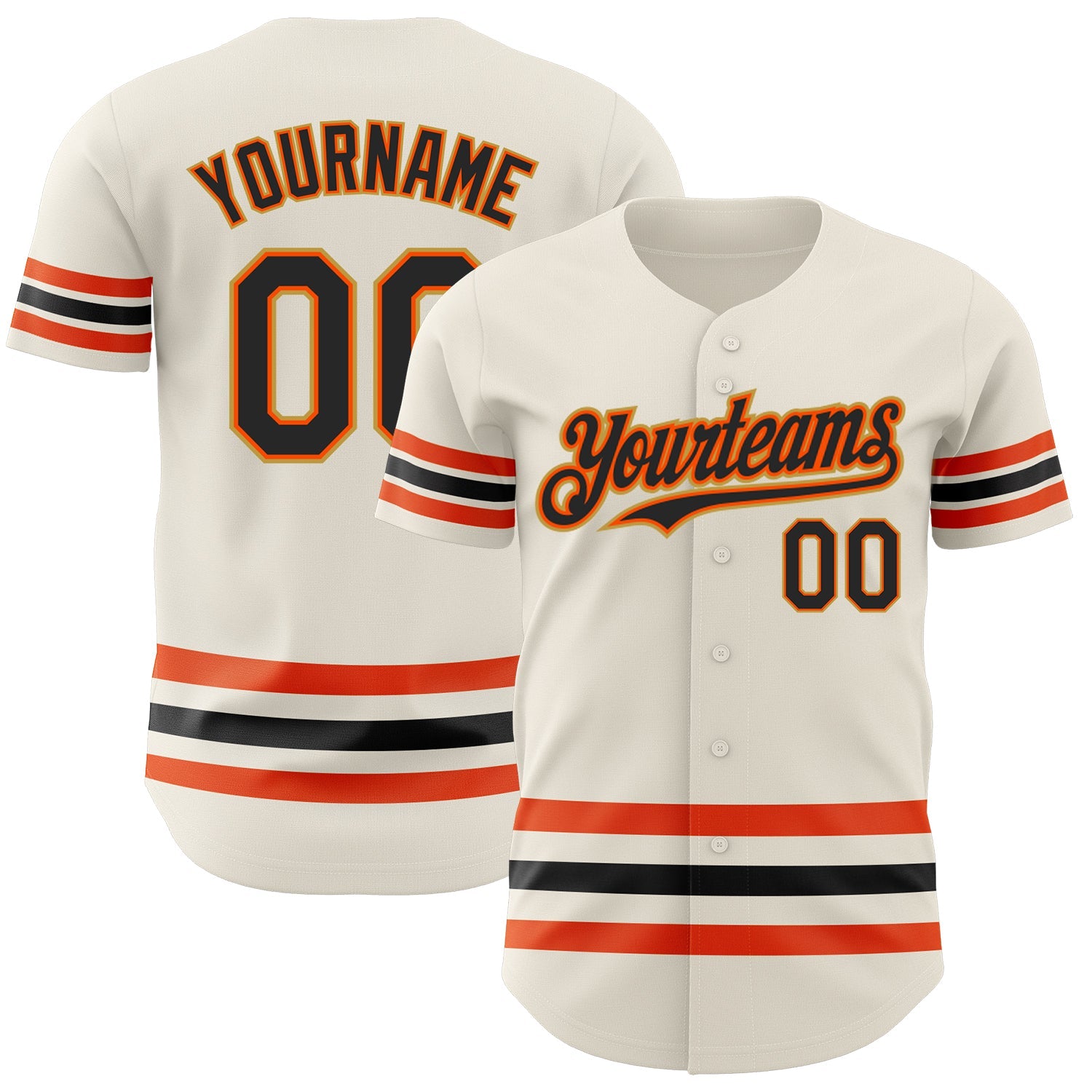 Custom Cream Black Orange-Old Gold Line Authentic Baseball Jersey - Sky-Custom