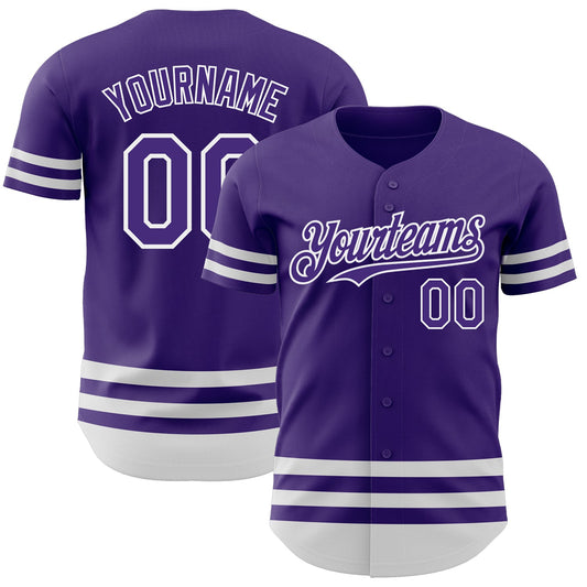 Custom Purple White Line Authentic Baseball Jersey - Sky-Custom