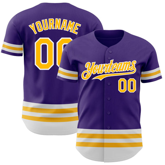 Custom Purple Gold-White Line Authentic Baseball Jersey - Sky-Custom