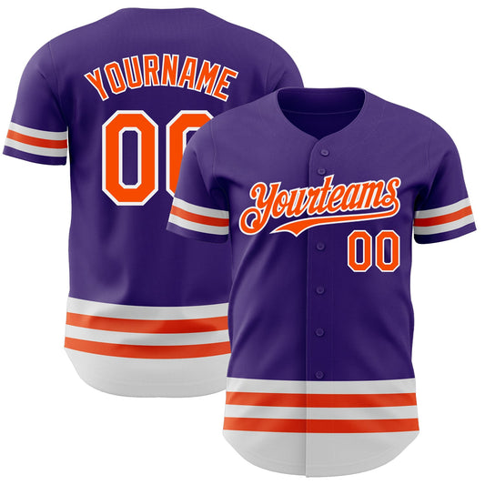 Custom Purple Orange-White Line Authentic Baseball Jersey - Sky-Custom