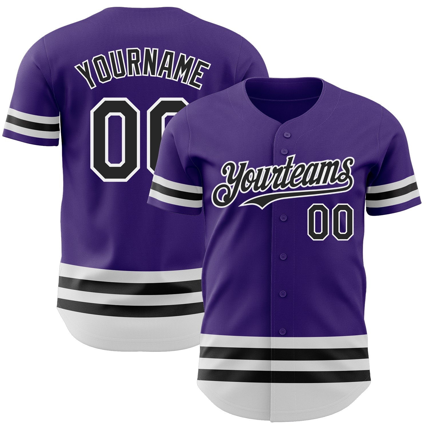 Custom Purple Black-White Line Authentic Baseball Jersey - Sky-Custom