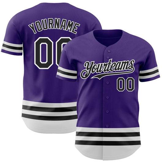 Custom Purple Black-White Line Authentic Baseball Jersey - Sky-Custom