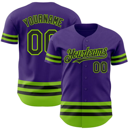 Custom Purple Black-Neon Green Line Authentic Baseball Jersey - Sky-Custom