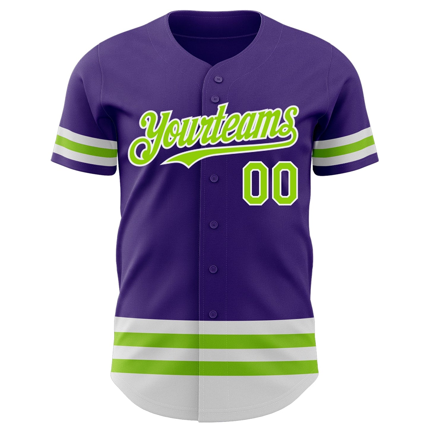 Custom Purple Neon Green-White Line Authentic Baseball Jersey - Sky-Custom