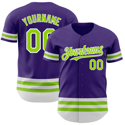 Custom Purple Neon Green-White Line Authentic Baseball Jersey - Sky-Custom